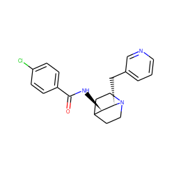 O=C(N[C@@H]1C2CCN(CC2)[C@H]1Cc1cccnc1)c1ccc(Cl)cc1 ZINC000035996244