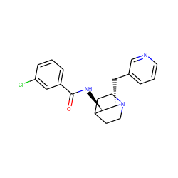 O=C(N[C@@H]1C2CCN(CC2)[C@H]1Cc1cccnc1)c1cccc(Cl)c1 ZINC000035950212