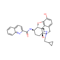 O=C(N[C@@H]1CC[C@@]2(O)[C@H]3Cc4ccc(O)c5c4[C@@]2(CCN3CC2CC2)[C@H]1O5)c1ccc2ccccc2n1 ZINC000040954238