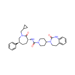 O=C(N[C@@H]1CC[C@@H](c2ccccc2)CN(CC2CC2)C1=O)N1CCC(N2CCc3ccccc3NC2=O)CC1 ZINC000028824313