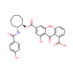 O=C(N[C@@H]1CCCCC[C@H]1OC(=O)c1cc(O)c(C(=O)c2c(O)cccc2C(=O)O)c(O)c1)c1ccc(O)cc1 ZINC000014944045