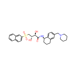 O=C(N[C@@H]1CCCc2cc(CN3CCCCC3)ccc21)[C@H](O)[C@H](O)CS(=O)(=O)c1ccc2ccccc2c1 ZINC000044358211