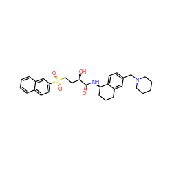 O=C(N[C@@H]1CCCc2cc(CN3CCCCC3)ccc21)[C@H](O)CCS(=O)(=O)c1ccc2ccccc2c1 ZINC000038218395