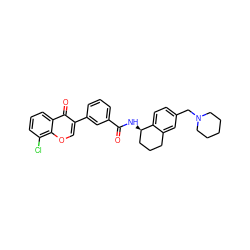 O=C(N[C@@H]1CCCc2cc(CN3CCCCC3)ccc21)c1cccc(-c2coc3c(Cl)cccc3c2=O)c1 ZINC000073389125