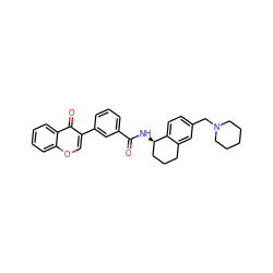 O=C(N[C@@H]1CCCc2cc(CN3CCCCC3)ccc21)c1cccc(-c2coc3ccccc3c2=O)c1 ZINC000072127820