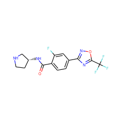 O=C(N[C@@H]1CCNC1)c1ccc(-c2noc(C(F)(F)F)n2)cc1F ZINC000142944797