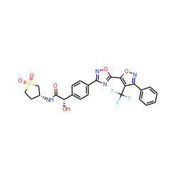 O=C(N[C@@H]1CCS(=O)(=O)C1)[C@@H](O)c1ccc(-c2noc(-c3onc(-c4ccccc4)c3C(F)(F)F)n2)cc1 ZINC000072317663