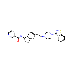 O=C(N[C@@H]1CCc2cc(CCN3CCN(c4nsc5ccccc45)CC3)ccc21)c1cccnc1 ZINC000029038756