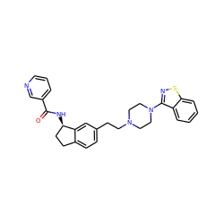 O=C(N[C@@H]1CCc2ccc(CCN3CCN(c4nsc5ccccc45)CC3)cc21)c1cccnc1 ZINC000029038634