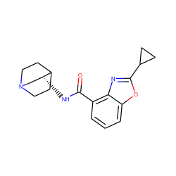 O=C(N[C@@H]1CN2CCC1CC2)c1cccc2oc(C3CC3)nc12 ZINC000064503706