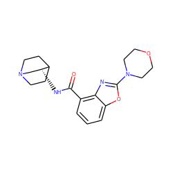 O=C(N[C@@H]1CN2CCC1CC2)c1cccc2oc(N3CCOCC3)nc12 ZINC000064539196