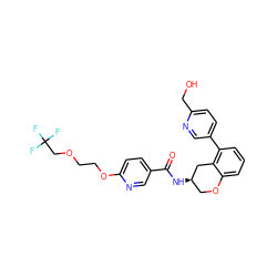 O=C(N[C@@H]1COc2cccc(-c3ccc(CO)nc3)c2C1)c1ccc(OCCOCC(F)(F)F)nc1 ZINC000084725437