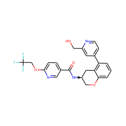 O=C(N[C@@H]1COc2cccc(-c3ccnc(CO)c3)c2C1)c1ccc(OCC(F)(F)F)nc1 ZINC000084725434