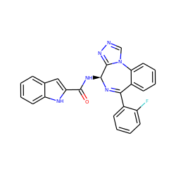 O=C(N[C@@H]1N=C(c2ccccc2F)c2ccccc2-n2cnnc21)c1cc2ccccc2[nH]1 ZINC000029480428