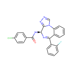 O=C(N[C@@H]1N=C(c2ccccc2F)c2ccccc2-n2cnnc21)c1ccc(Cl)cc1 ZINC000029480422