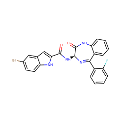O=C(N[C@@H]1N=C(c2ccccc2F)c2ccccc2NC1=O)c1cc2cc(Br)ccc2[nH]1 ZINC000013601724