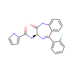 O=C(N[C@@H]1N=C(c2ccccc2F)c2ccccc2NC1=O)c1ccc[nH]1 ZINC000013601792