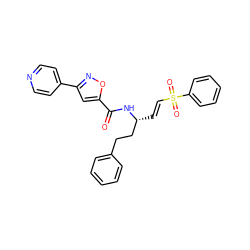 O=C(N[C@H](/C=C/S(=O)(=O)c1ccccc1)CCc1ccccc1)c1cc(-c2ccncc2)no1 ZINC000049090055