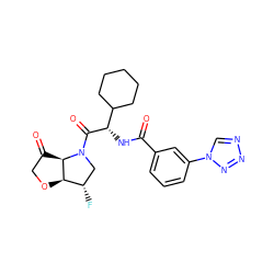 O=C(N[C@H](C(=O)N1C[C@H](F)[C@H]2OCC(=O)[C@H]21)C1CCCCC1)c1cccc(-n2cnnn2)c1 ZINC000096174263