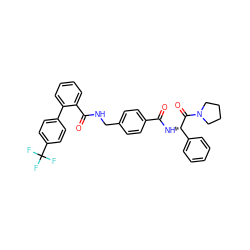 O=C(N[C@H](C(=O)N1CCCC1)c1ccccc1)c1ccc(CNC(=O)c2ccccc2-c2ccc(C(F)(F)F)cc2)cc1 ZINC000036184503