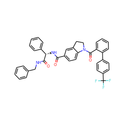 O=C(N[C@H](C(=O)NCc1ccccc1)c1ccccc1)c1ccc2c(c1)CCN2C(=O)c1ccccc1-c1ccc(C(F)(F)F)cc1 ZINC000049780090