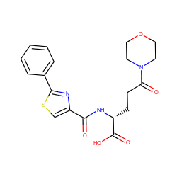 O=C(N[C@H](CCC(=O)N1CCOCC1)C(=O)O)c1csc(-c2ccccc2)n1 ZINC000473150016