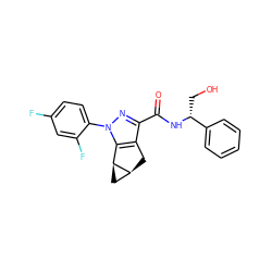 O=C(N[C@H](CO)c1ccccc1)c1nn(-c2ccc(F)cc2F)c2c1C[C@H]1C[C@@H]21 ZINC000299840963