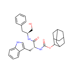 O=C(N[C@H](Cc1c[nH]c2ccccc12)C(=O)N[C@H](CO)Cc1ccccc1)OC1C2CC3CC(C2)CC1C3 ZINC000013454041