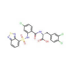 O=C(N[C@H](Cc1ccc(Cl)c(Cl)c1)C(=O)O)c1ccc(Cl)cc1NS(=O)(=O)c1cccc2nsnc12 ZINC000049678176