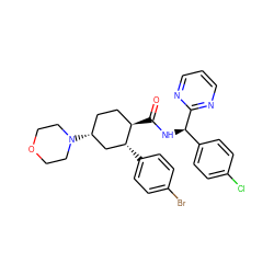 O=C(N[C@H](c1ccc(Cl)cc1)c1ncccn1)[C@@H]1CC[C@@H](N2CCOCC2)C[C@H]1c1ccc(Br)cc1 ZINC000103283351