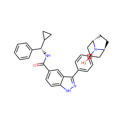 O=C(N[C@H](c1ccccc1)C1CC1)c1ccc2[nH]nc(-c3ccc(N4[C@H]5CC[C@H]4CC(O)C5)cc3)c2c1 ZINC000299859794