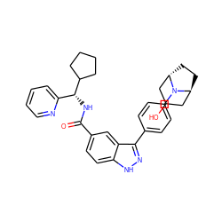 O=C(N[C@H](c1ccccn1)C1CCCC1)c1ccc2[nH]nc(-c3ccc(N4[C@H]5CC[C@H]4CC(O)C5)cc3)c2c1 ZINC000299866458