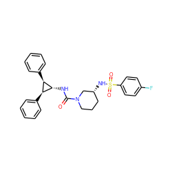 O=C(N[C@H]1[C@H](c2ccccc2)[C@@H]1c1ccccc1)N1CCC[C@@H](NS(=O)(=O)c2ccc(F)cc2)C1 ZINC000299870453