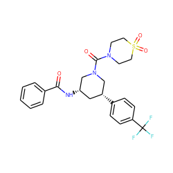 O=C(N[C@H]1C[C@@H](c2ccc(C(F)(F)F)cc2)CN(C(=O)N2CCS(=O)(=O)CC2)C1)c1ccccc1 ZINC000068246390