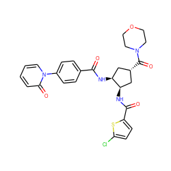 O=C(N[C@H]1C[C@H](C(=O)N2CCOCC2)C[C@H]1NC(=O)c1ccc(Cl)s1)c1ccc(-n2ccccc2=O)cc1 ZINC000028826187