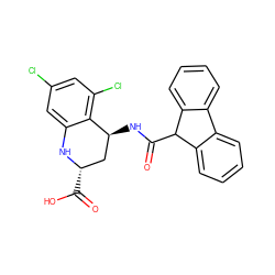 O=C(N[C@H]1C[C@H](C(=O)O)Nc2cc(Cl)cc(Cl)c21)C1c2ccccc2-c2ccccc21 ZINC000013455296