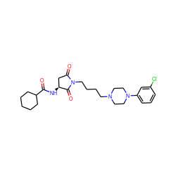 O=C(N[C@H]1CC(=O)N(CCCCN2CCN(c3cccc(Cl)c3)CC2)C1=O)C1CCCCC1 ZINC000028819974