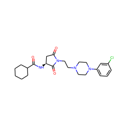 O=C(N[C@H]1CC(=O)N(CCN2CCN(c3cccc(Cl)c3)CC2)C1=O)C1CCCCC1 ZINC000040917007