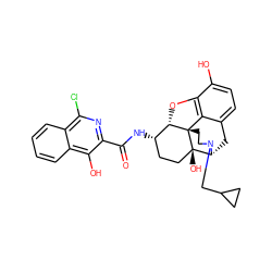O=C(N[C@H]1CC[C@@]2(O)[C@H]3Cc4ccc(O)c5c4[C@@]2(CCN3CC2CC2)[C@H]1O5)c1nc(Cl)c2ccccc2c1O ZINC000096913982