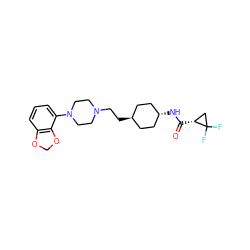 O=C(N[C@H]1CC[C@H](CCN2CCN(c3cccc4c3OCO4)CC2)CC1)[C@@H]1CC1(F)F ZINC000261096601