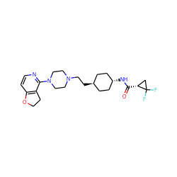 O=C(N[C@H]1CC[C@H](CCN2CCN(c3nccc4c3CCO4)CC2)CC1)[C@@H]1CC1(F)F ZINC000261188312