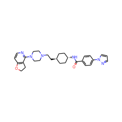 O=C(N[C@H]1CC[C@H](CCN2CCN(c3nccc4c3CCO4)CC2)CC1)c1ccc(-n2cccn2)cc1 ZINC000261079680