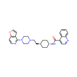 O=C(N[C@H]1CC[C@H](CCN2CCN(c3nccc4occc34)CC2)CC1)c1ccnc2ccccc12 ZINC000261115098