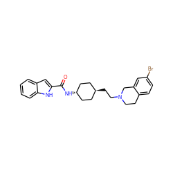 O=C(N[C@H]1CC[C@H](CCN2CCc3ccc(Br)cc3C2)CC1)c1cc2ccccc2[nH]1 ZINC000473130826