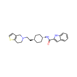 O=C(N[C@H]1CC[C@H](CCN2CCc3sccc3C2)CC1)c1cc2ccccc2[nH]1 ZINC000473128548