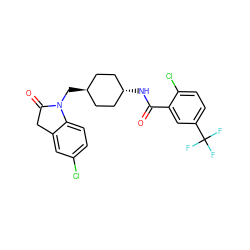 O=C(N[C@H]1CC[C@H](CN2C(=O)Cc3cc(Cl)ccc32)CC1)c1cc(C(F)(F)F)ccc1Cl ZINC000653682380