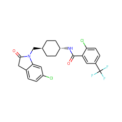 O=C(N[C@H]1CC[C@H](CN2C(=O)Cc3ccc(Cl)cc32)CC1)c1cc(C(F)(F)F)ccc1Cl ZINC000653753046