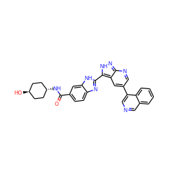 O=C(N[C@H]1CC[C@H](O)CC1)c1ccc2nc(-c3[nH]nc4ncc(-c5cncc6ccccc56)cc34)[nH]c2c1 ZINC000261192732