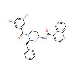 O=C(N[C@H]1CCN(C(=O)c2cc(Cl)cc(Cl)c2)[C@H](Cc2ccccc2)C1)c1ccnc2ccccc12 ZINC000029388942