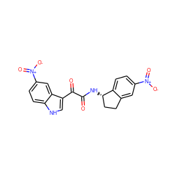 O=C(N[C@H]1CCc2cc([N+](=O)[O-])ccc21)C(=O)c1c[nH]c2ccc([N+](=O)[O-])cc12 ZINC000040429958